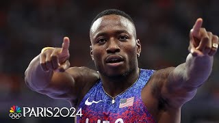 Team USA goes goldsilver as Grant Holloway Daniel Roberts lead 110m hurdles  Paris Olympics [upl. by Aroc]