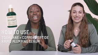 How to Use Squalane  Copper Peptide Rapid Plumping Serum  Layering Hyaluronic Acid  Biossance [upl. by Calley]