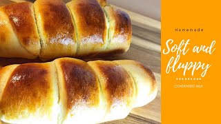 HOW TO MAKE SOFT AND FLUPPY CONDENSED MILK BREAD l BROT MIT KONDENZE MILCH l [upl. by Yriek891]