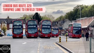 🚌 London Bus Route 329 Journey from Turnpike Lane to Enfield Town 🌳 [upl. by Aniroz]