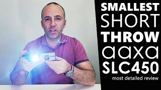 Smallest Short Throw LED Projector  AAXA SLC450 Review [upl. by Sherwynd]