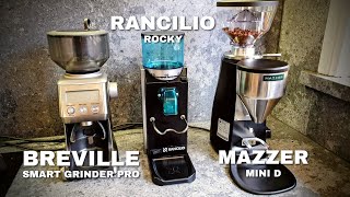 Mazzer Mini vs Rancilio Rocky vs Breville Smart Grinder Pro  Coffee Grinder Shootout [upl. by Vernon]