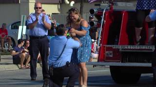 VIDEO Firefighter proposes to girlfriend during Clawson 4th of July parade [upl. by Enitram]