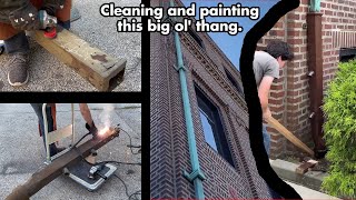 Cleaning off 9 layers of paint from a 1920s downspout fixing casting mistakes and painting it too [upl. by O'Reilly695]