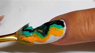 MARBLE NAILS  EASY  FAST Gel Polish Marbling Technique  Using a FAN BRUSH [upl. by Eilema]