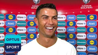 Ronaldos hilarious interview following 89th minute winner [upl. by Vasti541]