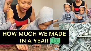 How Much We Made In A Year  How To Get Kids Save Money💰 [upl. by Eniortna]