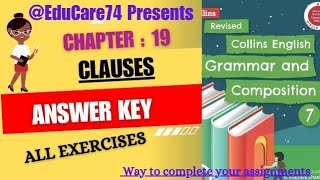 7th Lesson  19 Clause answer key Class 7th Collins English Grammar and Composition [upl. by Ytsur]