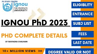 IGNOU PHD 2023 Admission  PHD IGNOU  Ignou PHD course Details  PHD through Ignou Complete details [upl. by Shreve906]