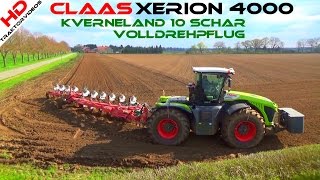 Claas Xerion 4000  Kverneland 10 Schar Volldrehpflug beim pflügen [upl. by Nolava]