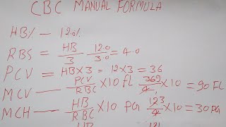 CBC FORMULA  HEMOGLOBIN SE PURI CBC CALCULATION [upl. by Ennad882]