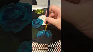 Is this a Peony or a Rose acrylic flowers peony rose records paintprocess teal blue fun [upl. by Notecnirp867]