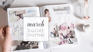 Bullet Journal Collage  Minimal March Layout [upl. by Oicneconi727]