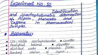 Identficationampspectrophotometric Determination of aspirinphenoctin ampcaffine in pharmacutical sample [upl. by Jay295]