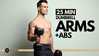 25 min ARMS Dumbbell Workout  Biceps Triceps Superset  ABS [upl. by Helene]