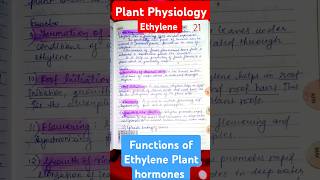 ETHYLENE PLANT HORMONE PART 2  FUNCTIONS OF ETHYLENE IN PLANT csirnet msc bsc plantphysiology [upl. by Prober]