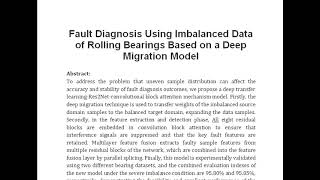 Fault Diagnosis Using Imbalanced Data of Rolling Bearings Based on a Deep Migration Model [upl. by Towney]