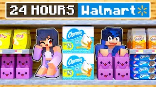 24 HOUR OVERNIGHT at WALMART In Minecraft [upl. by Ibba871]