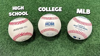 MLB Ball vs NCAA Ball vs HIGH SCHOOL Ball  Which baseball is hotter [upl. by Gore]