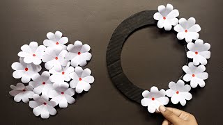 White paper flower wall hanging  wall hanging craft ideas  white paper craft easy [upl. by Happ]