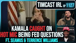 Kamala CAUGHT On Hot Mic Being FED Questions Trump WINS The Odds wTerrence Williams  Timcast IRL [upl. by Dale]