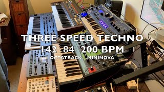 THREE SPEED TRIPPED OUT TECHNO 142 84 200 bpm Played live on Octatrack and Mininova [upl. by Nnaul]