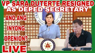 VP SARA DUTERTE RESIGN AS DEPED SECRETARY [upl. by Pammy199]