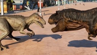 Jurassic World Evolution  2 TRex amp 2 Allosaurus Breakout amp Fight 1080p 60FPS [upl. by Vacla]