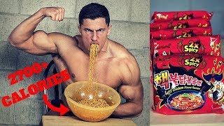 Bodybuilder VS Korean NUCLEAR FIRE Noodles MUKBANG  Hottest Noodles in the World Challenge Fail [upl. by Zul]