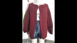 Blusa de Frio em Crochê tam M abertacom passo a passocardigan em crochê 22 aldacilenecrochê [upl. by Horter]