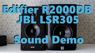 Edifier R2000DB vs JBL LSR305  Sound Demo w Bass Test [upl. by Znarf5]