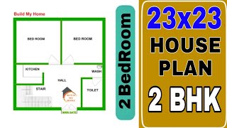 23 x 23 House Plan II 23 x 23 House Design II 23 x 23 Small House Design  Build My Home [upl. by Eynaffit537]