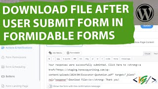 How to Download File After Users Submit Form in Formidable Forms Builder in WordPress  PDF  DOC [upl. by Emery]