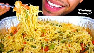 SHRIMP SCAMPI WITH PASTA OLIVE GARDEN EATING SHOW MOUTH SOUNDS NO TALKING CHEWING JERRY ASMR MUKBANG [upl. by Anyal]