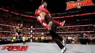 The Rock and The Usos lay the smackdown on The New Day Raw Jan 25 2016 [upl. by Tristram249]