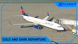 XPlane 11 BETA  Taking off a Boeing 737800 from Cold and Dark SERIOUS VIDEO [upl. by Eelam]