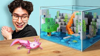 I Built a Minecraft Aquarium IRL for my Axolotl [upl. by Enyrehtac538]