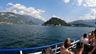 Ferry across Lake Como from Varenna Italy to Bellagio 4K [upl. by Einwat106]