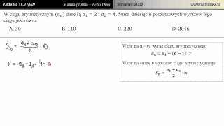 11 Matura próbna 9 marca 2012 ciąg arytmetyczny  suma [upl. by Kaslik]