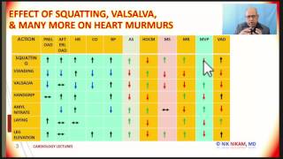 EFFECTS OF SQUATTING VALSALVA AND OTHERS ON HEART MURMURS [upl. by Ayaros137]