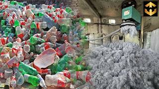 How Million Waste Plastic Bottles Turned into polyester Fiber through Recycling  Factory Production [upl. by Tnayrb134]