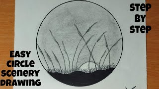 Pencil drawing circle scenery step by step Circle drawing for beginners  Easy art tutorial [upl. by Doone]