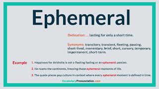 How to Pronounce EPHEMERAL l Definition meaning example and Synonyms of EPHEMERAL by VP [upl. by Regan]