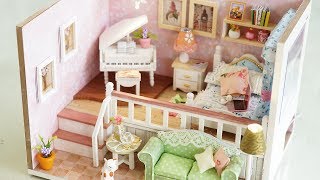 DIY Girly Miniature Dollhouse kit with Furniture amp Lights [upl. by Tolkan]