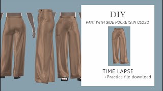 WideLeg Silk Trouser CLO3D Beginners Tutorial  Free Practice File [upl. by Eirrem284]