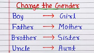 Change the Gender  Masculine Faminine  gender name  change gender  20 gender  opposite gender [upl. by Yremrej]