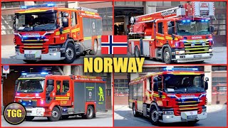 Norway Oslo Fire Trucks Response Collection [upl. by Tuppeny909]