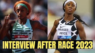 Watch Sha’carri Richardson AND Shelly Ann Fraser Pryce Interview after Race  National Trials 2023 [upl. by Nodnnarb]