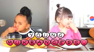 Kids trying MUKBANG for 4 minutes straight Cute [upl. by Adnol]