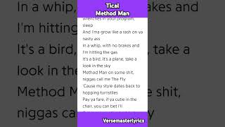 Tical Method Man Verse 1 Method Man rap hiphop wutangclan lyrics [upl. by Tlevesor]